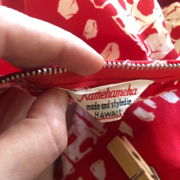 Vintage 50s Kamehameha Hawaii Tropical Red White Fit and Flare Print Sundress - Picture 11 of 12